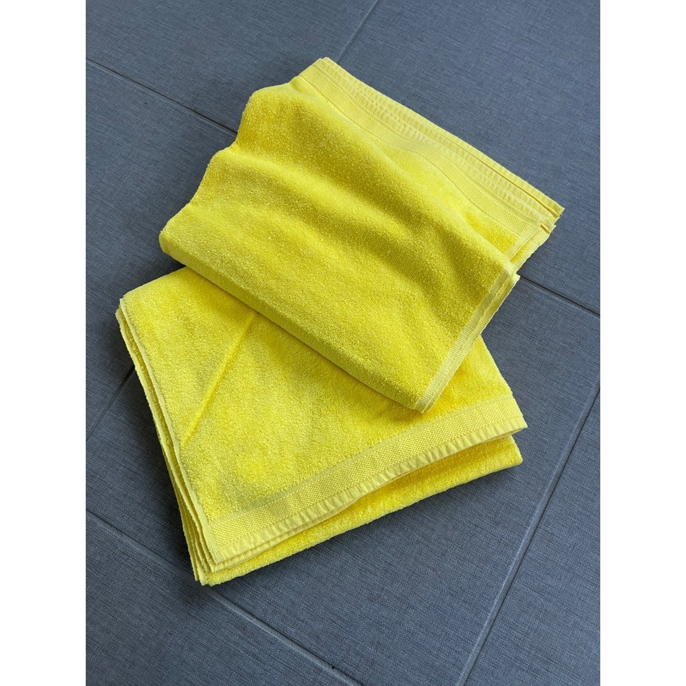 Vintage Cannon Monticello Yellow Bath Towels Set of 2 Cotton Blend Retro MCM
